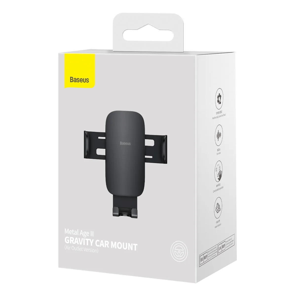 Suport metalic pentru telefon de mașină Metal Age II negru, cu fixare prin ventilație 4