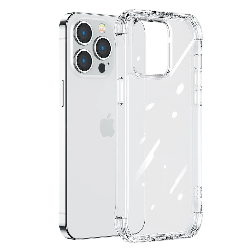 iPhone 14 Pro tok, strapabíró tok kampókkal és állvánnyal, átlátszó