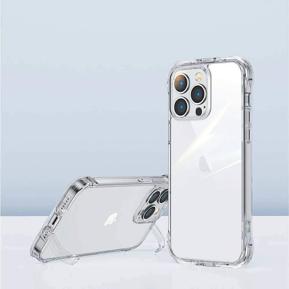 Puzdro na iPhone 14 Plus – odolné puzdro s háčikmi a stojanom, priehľadné 2