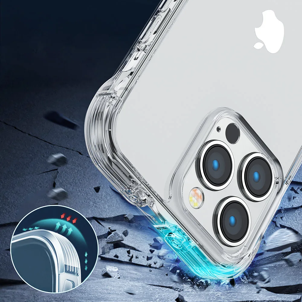 Puzdro na iPhone 14 Plus – odolné puzdro s háčikmi a stojanom, priehľadné 3