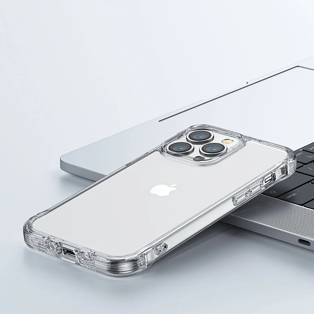 Puzdro na iPhone 14 Plus – odolné puzdro s háčikmi a stojanom, priehľadné 4