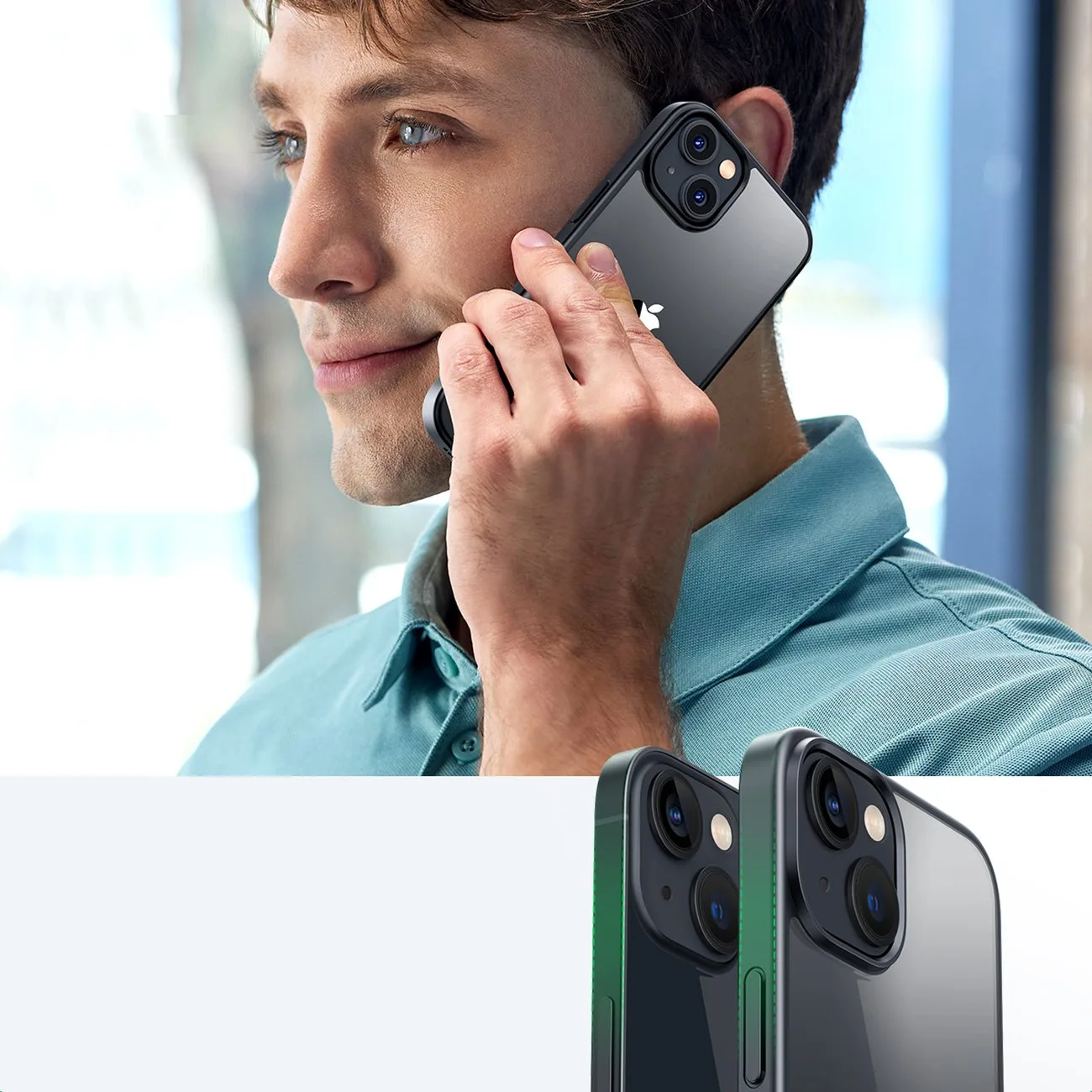 Kemény tok gélkerettel és beépített állvánnyal iPhone 14 Plus-hoz, fekete 3