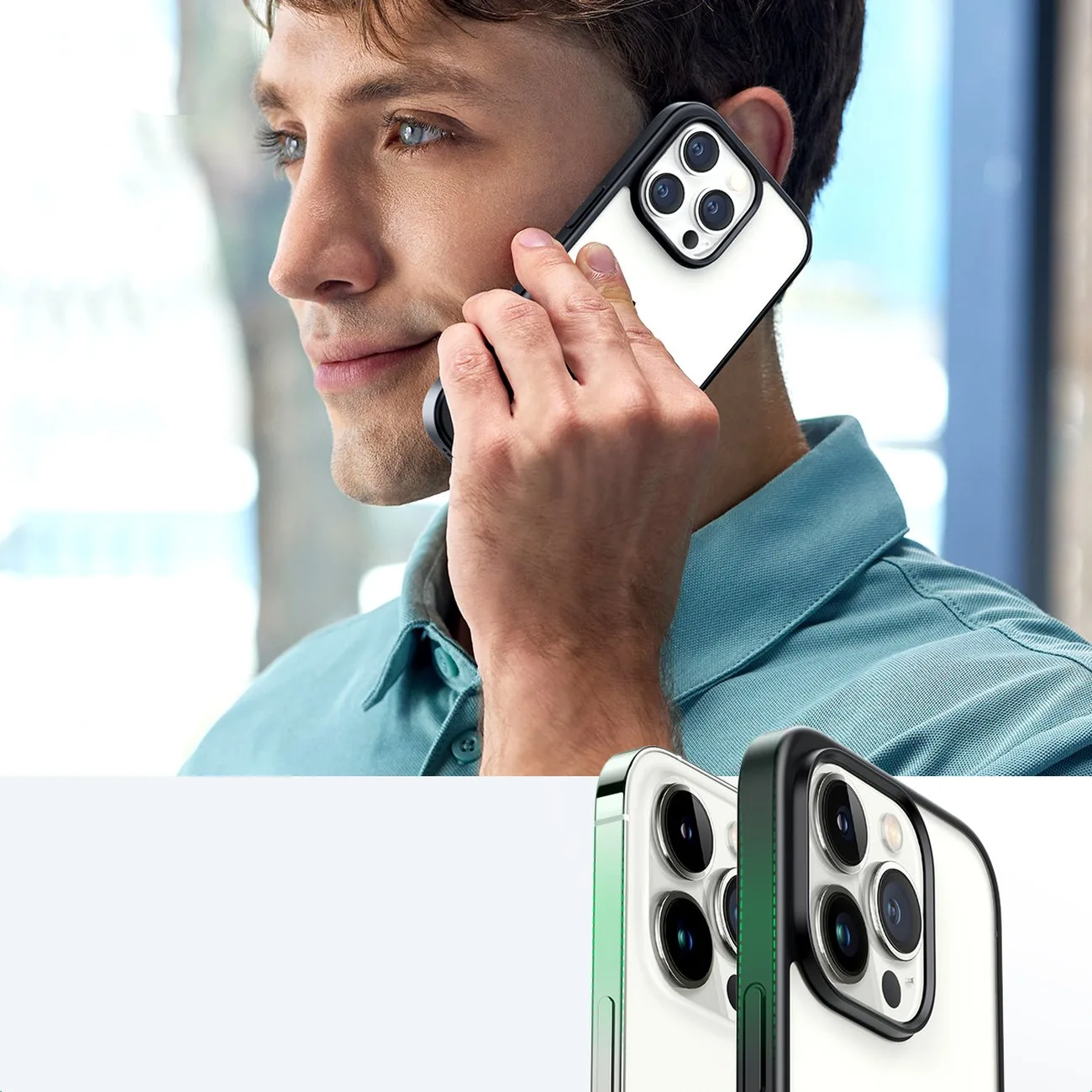 Tvrda futrola s gel okvirom i ugrađenim stalakom za iPhone 14 Pro, crna 3