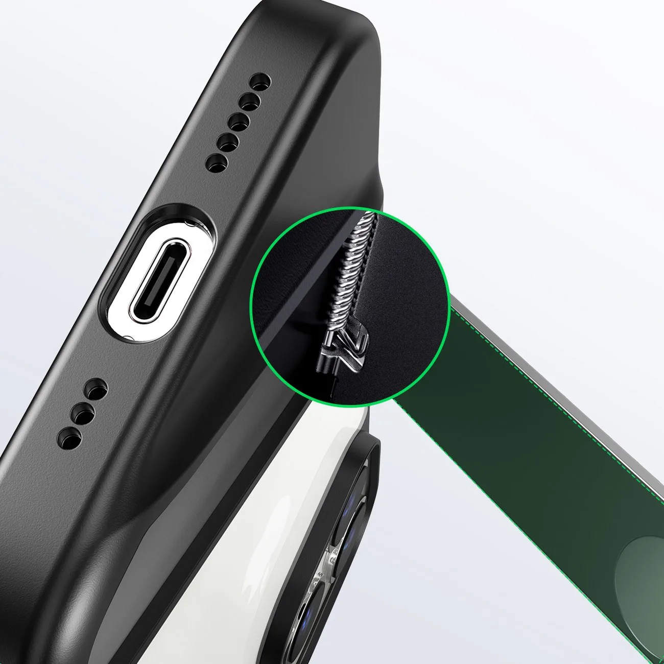 Tvrda futrola s gel okvirom i ugrađenim stalakom za iPhone 14 Pro, crna 7