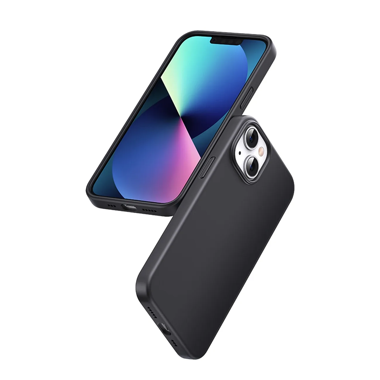 Rugalmas szilikon tok iPhone 14 Plus védőtokhoz, fekete
