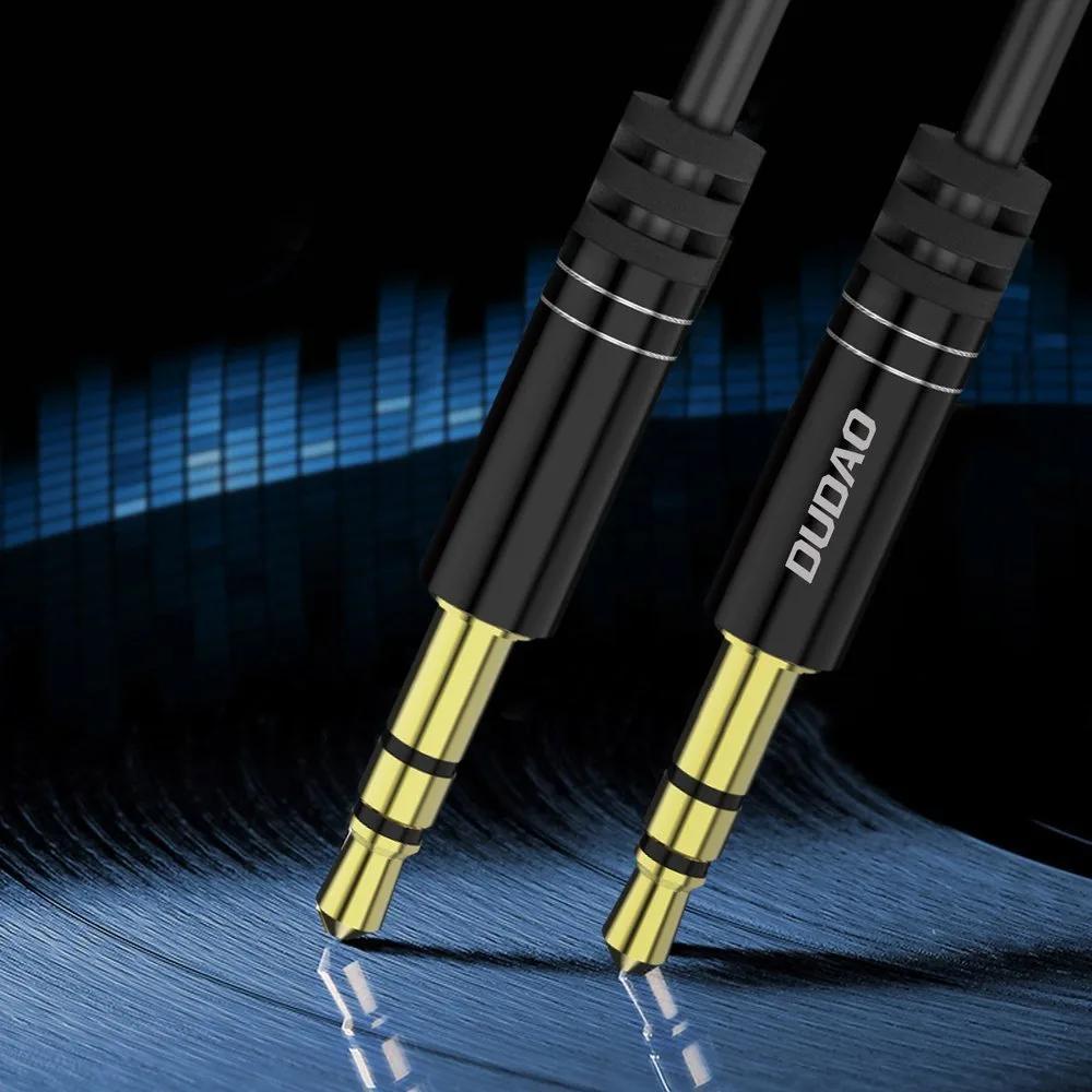 Rozciągliwy kabel przewód audio AUX mini jack 3.5mm sprężynka 150cm czarny 4