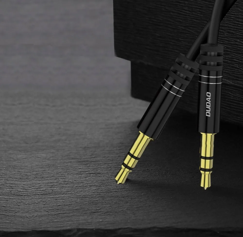 Rozciągliwy kabel przewód audio AUX mini jack 3.5mm sprężynka 150cm czarny 5