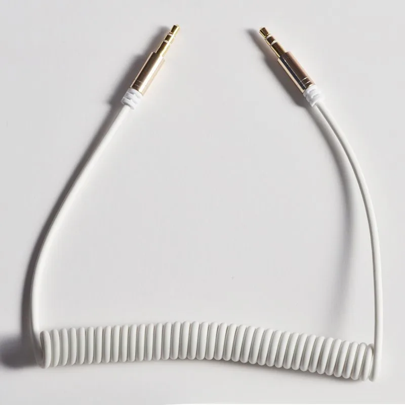 Rozciągliwy kabel przewód audio AUX mini jack 3.5mm sprężynka 150cm czarny 6