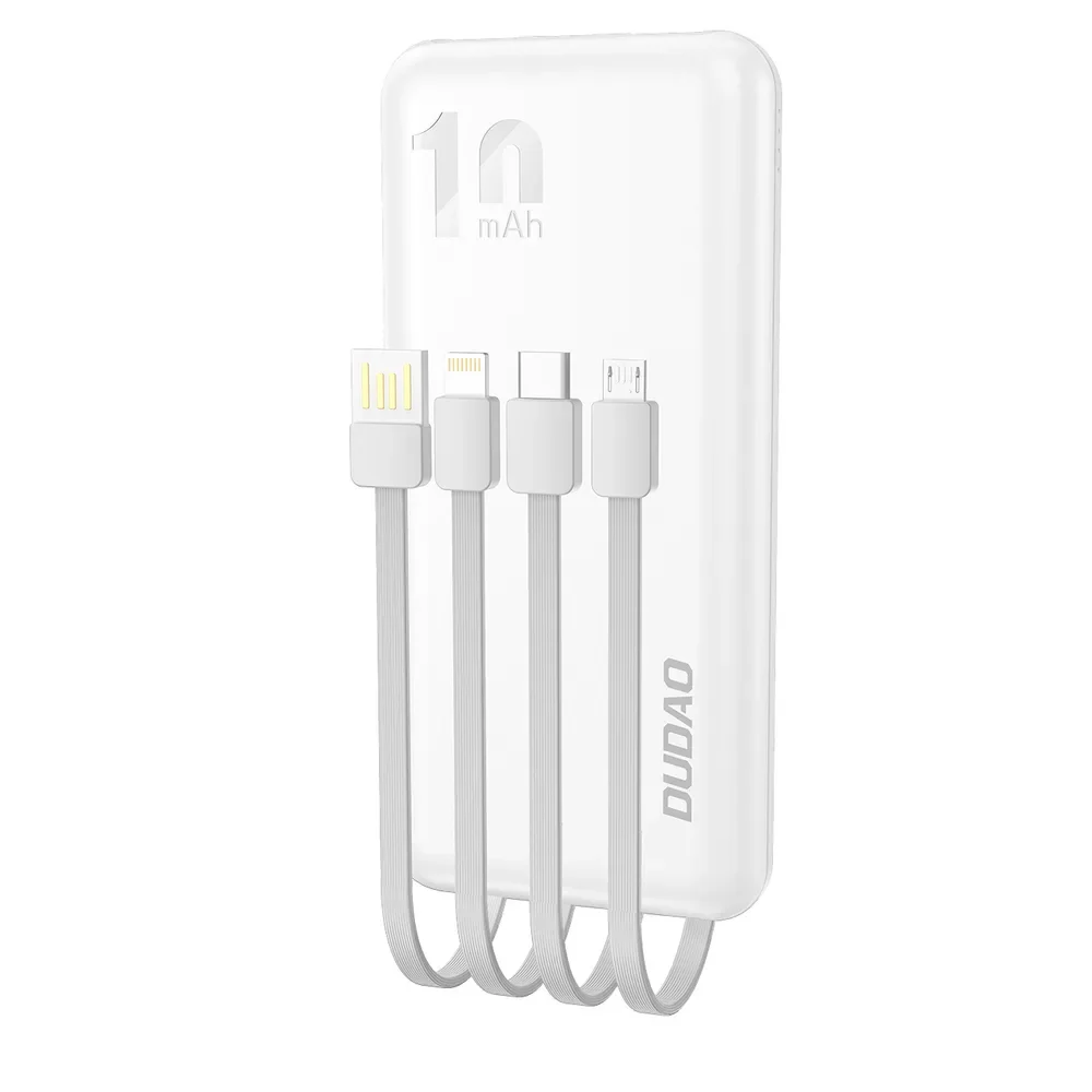 K6Pro 10000mAh univerzalna power banka s USB-C, microUSB i Lightning kabelima - bijela K6Pro 10000mAh univerzalna power banka s USB-C, microUSB i Lightning kabelima - bijela