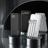 K6Pro 10000mAh univerzalna power banka s USB-C, microUSB i Lightning kabelima - bijela 4