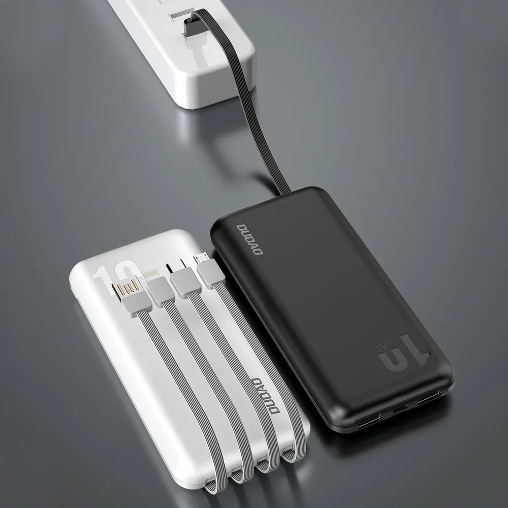 K6Pro 10000mAh Universal Power Bank with USB-C, microUSB, and Lightning Cables - White 5