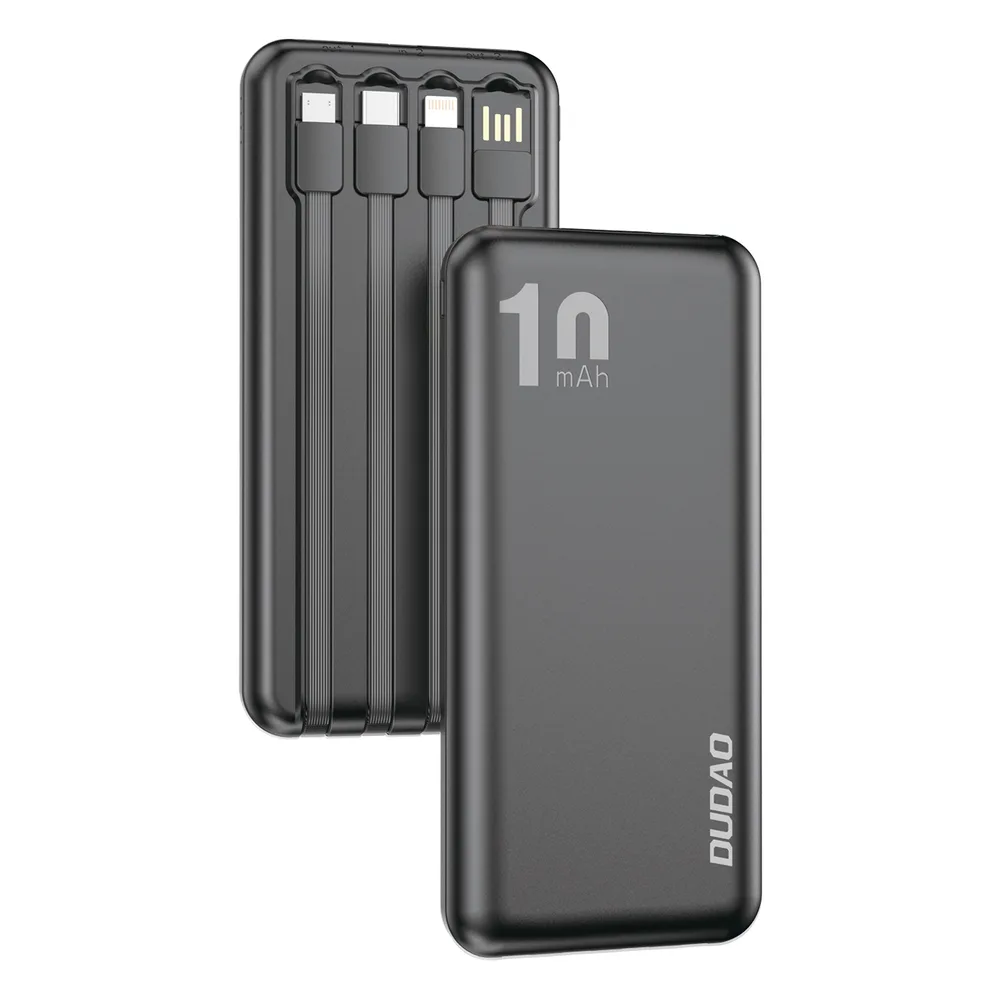 K6Pro 10000mAh univerzalna power banka s USB, USB-C, microUSB i Lightning kabelima - crna 2