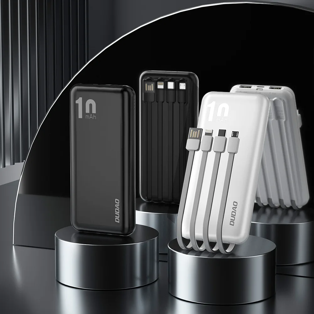 K6Pro 10000mAh univerzalna power banka s USB, USB-C, microUSB i Lightning kabelima - crna 4