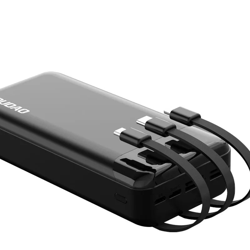 Nagy kapacitású, 20000 mAh-s powerbank 3 beépített USB-C, microUSB és Lightning kábellel, fekete 4