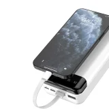 Nagy kapacitású, 20000 mAh-s powerbank 3 beépített USB-C, microUSB és Lightning kábellel, fekete 6