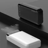 Nagy kapacitású, 20000 mAh-s powerbank 3 beépített USB-C, microUSB és Lightning kábellel, fekete 7