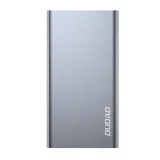 10000 mAh-s fém power bank töltöttségi szintjelzővel, ezüst 2