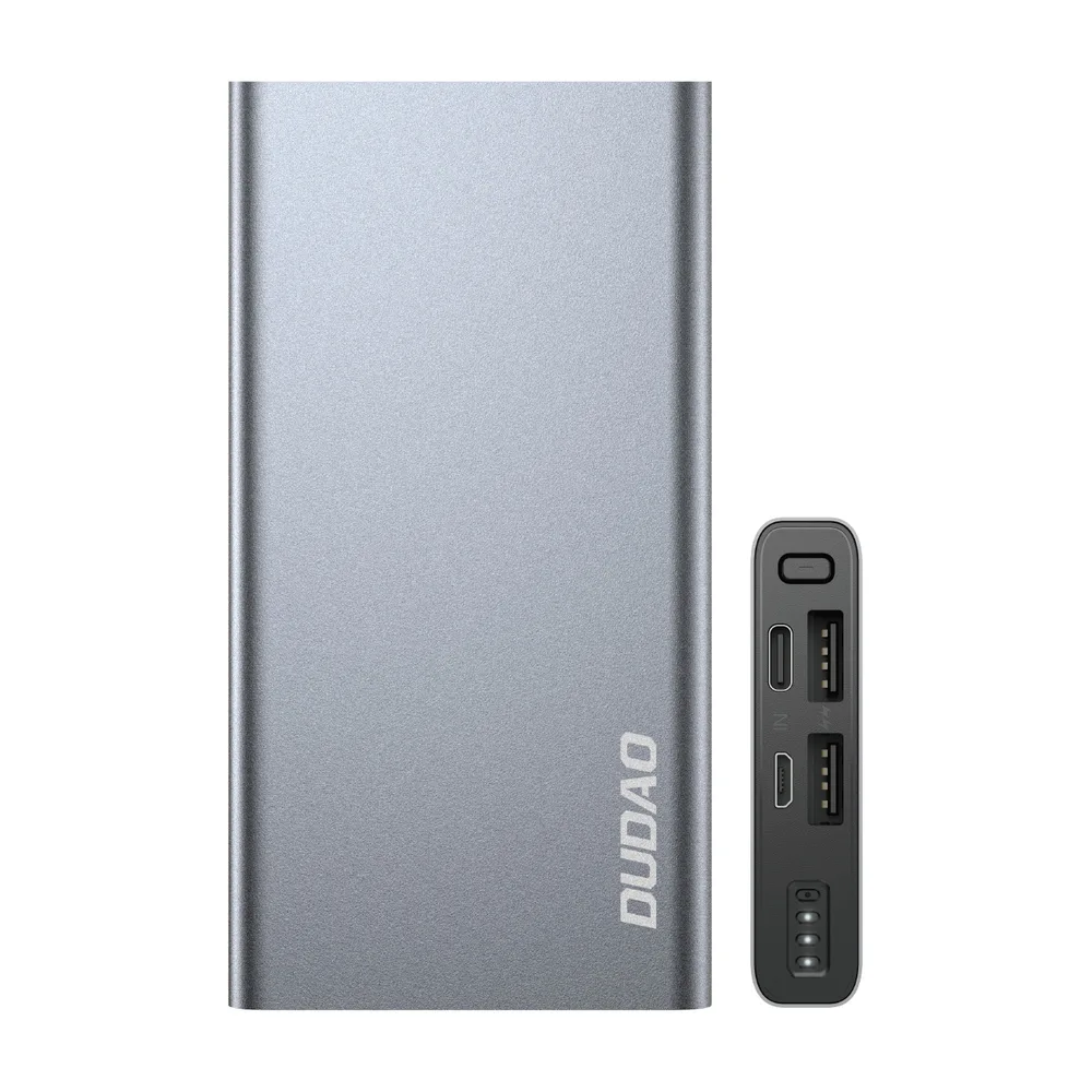 10000 mAh-s fém power bank töltöttségi szintjelzővel, ezüst 3