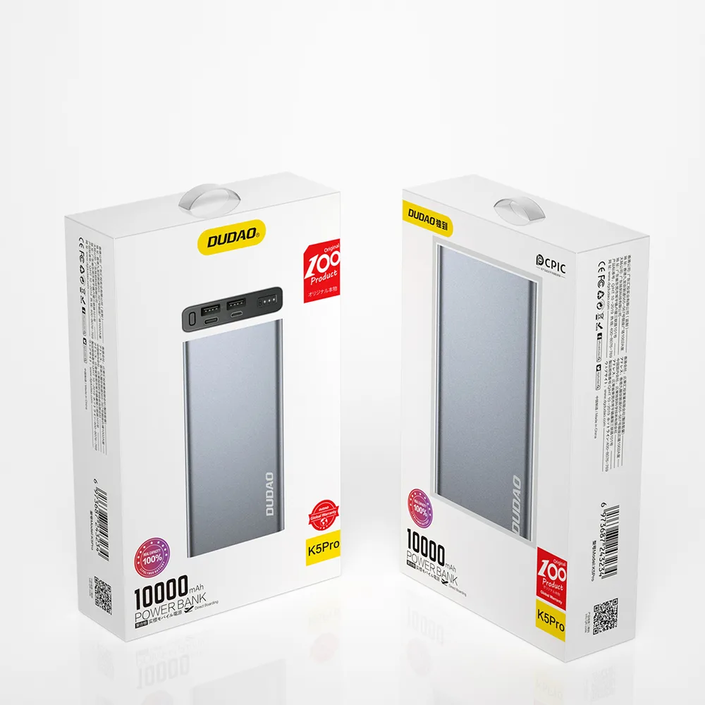 10000 mAh-s fém power bank töltöttségi szintjelzővel, ezüst
