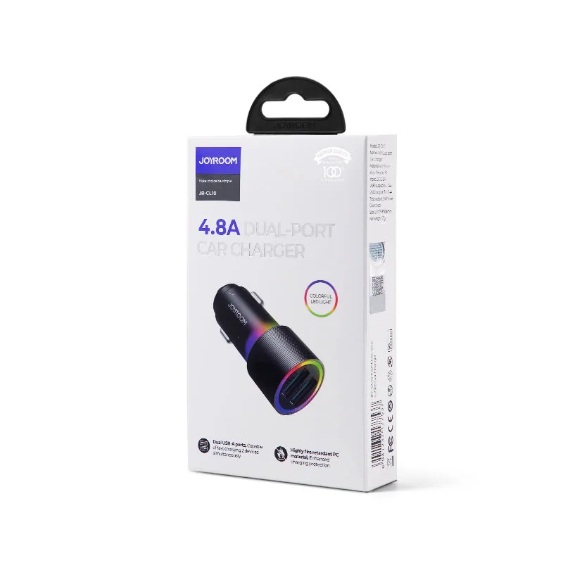 2x USB-Autoladegerät mit Hintergrundbeleuchtung, 24 W, schwarz 5