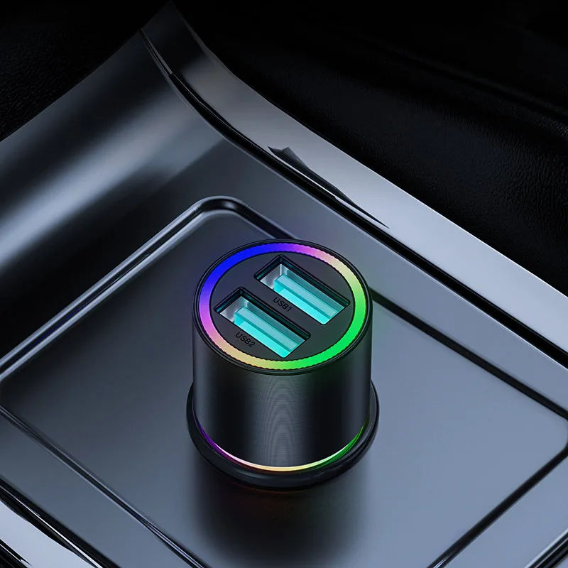 2x USB-Autoladegerät mit Hintergrundbeleuchtung, 24 W, schwarz 6