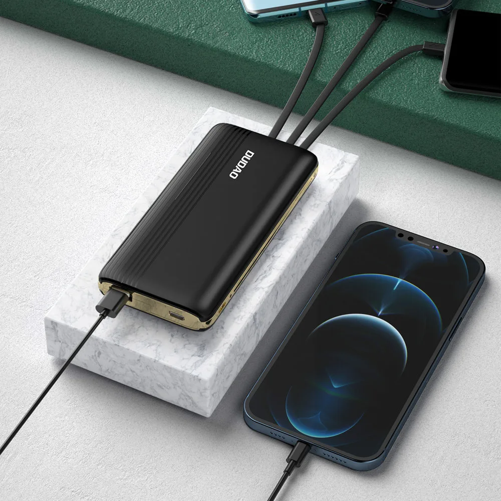 Power bank K4Pro de 10000 mAh cu cabluri încorporate, afișaj LED verde 3