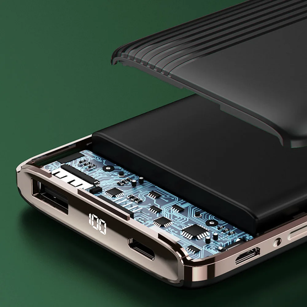 Power bank K4Pro de 10000 mAh cu cabluri încorporate, afișaj LED verde 4