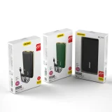10000 mAh-s K4Pro Power Bank beépített kábelekkel, zöld LED-kijelzővel 5