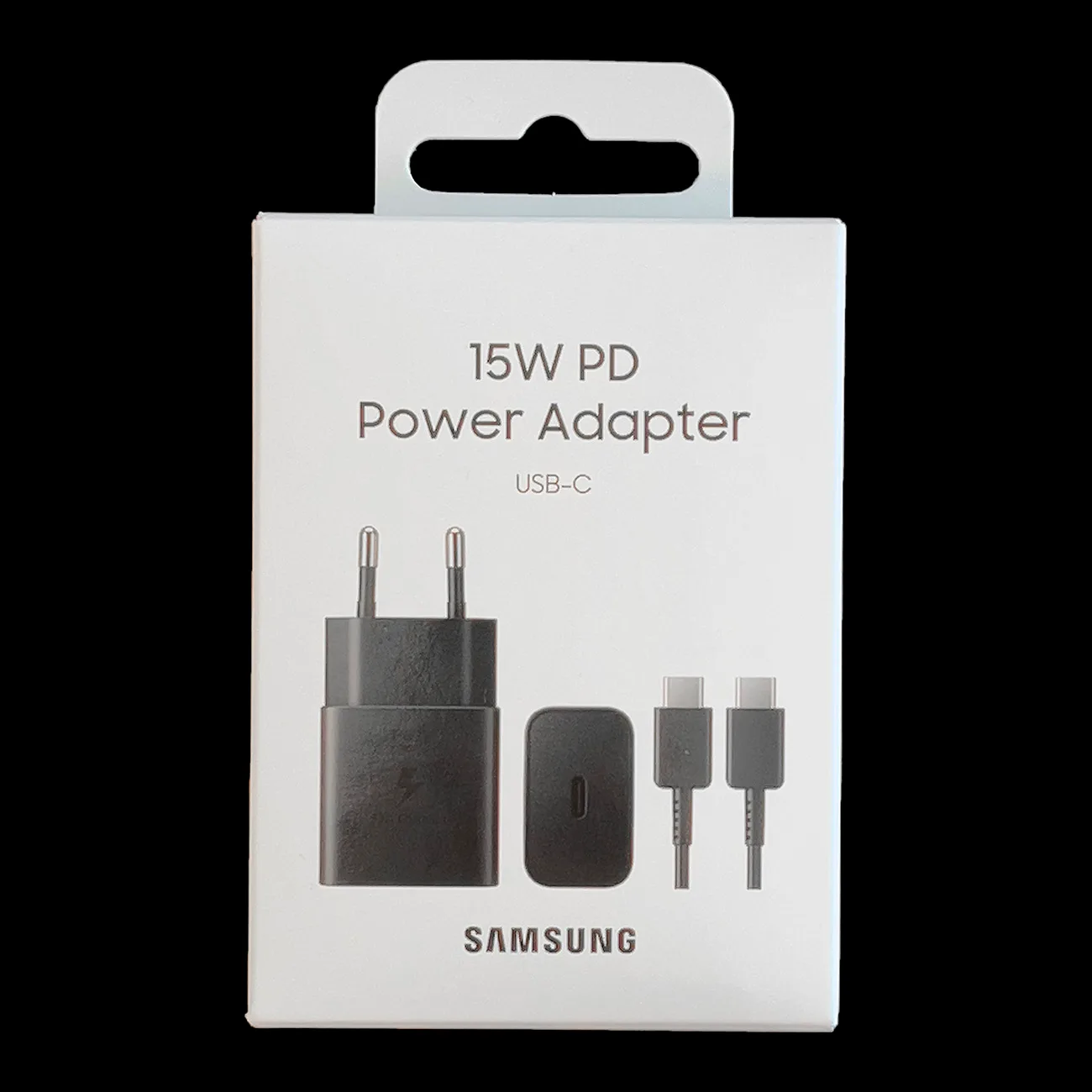 15W PD AFC USB-C wall charger + black USB-C cable 5