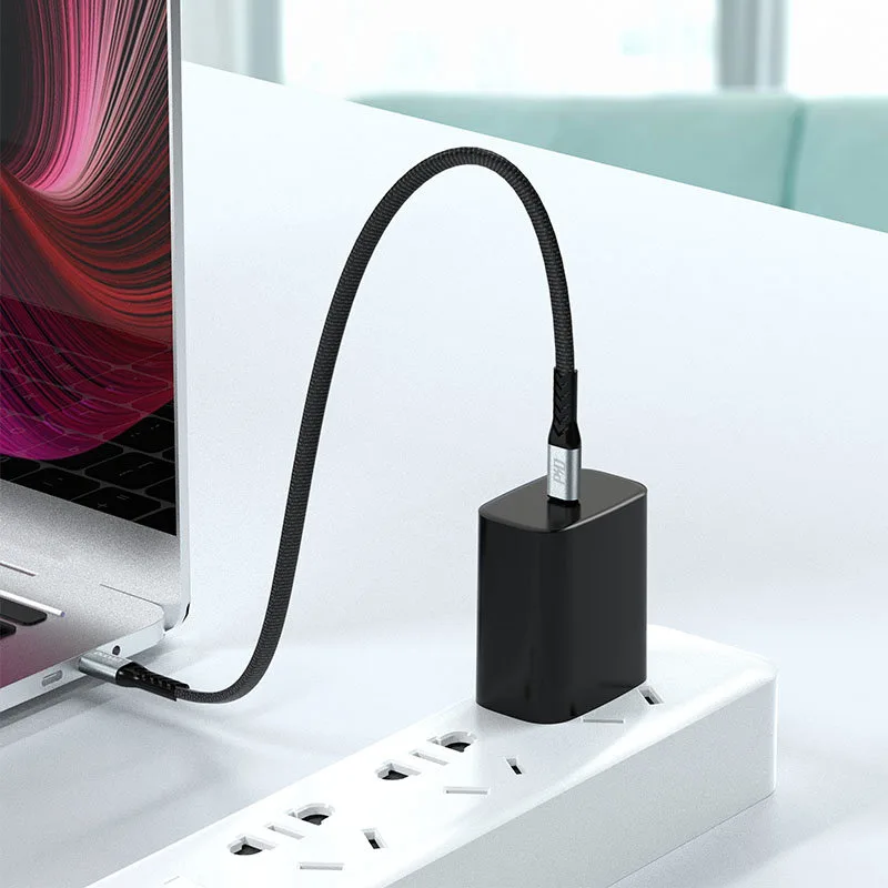 Kabel przewód płaski króki USB-C - USB-C L10C PD 100W 23cm czarny 3