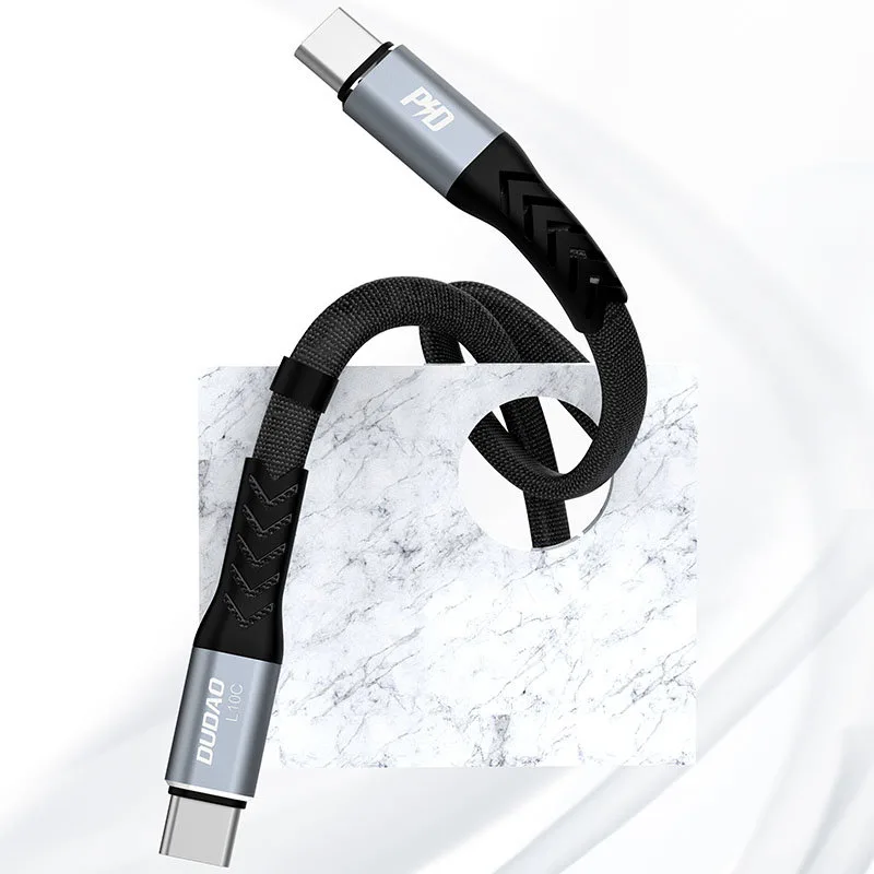 Kabel przewód płaski króki USB-C - USB-C L10C PD 100W 23cm czarny 4