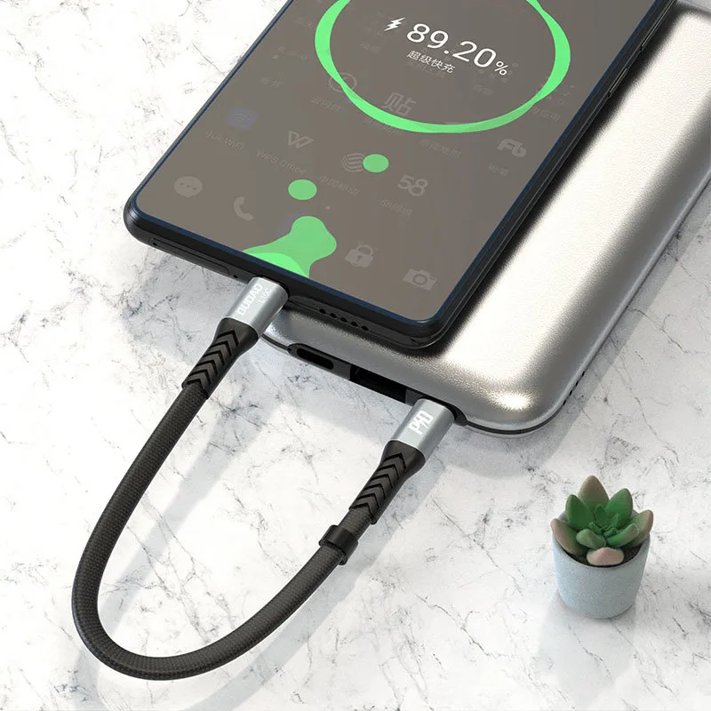 Kabel przewód płaski króki USB-C - USB-C L10C PD 100W 23cm czarny 7