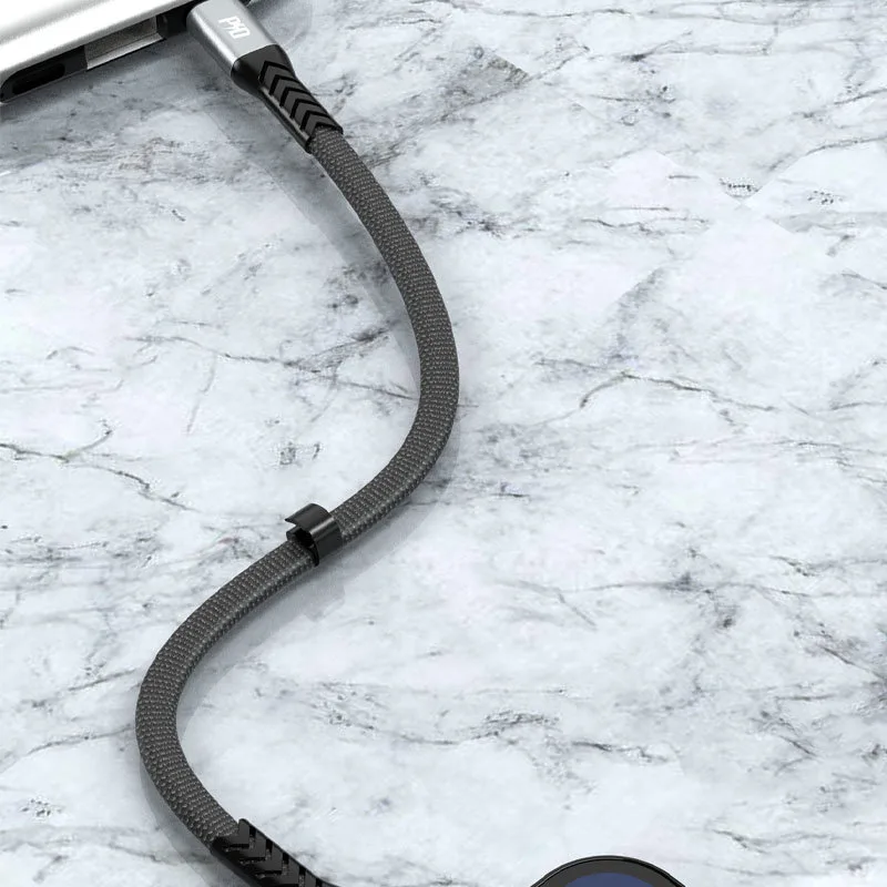 Kabel przewód płaski krótki do iPhone USB-C - Lightning L10P PD 20W 23cm czarny 4