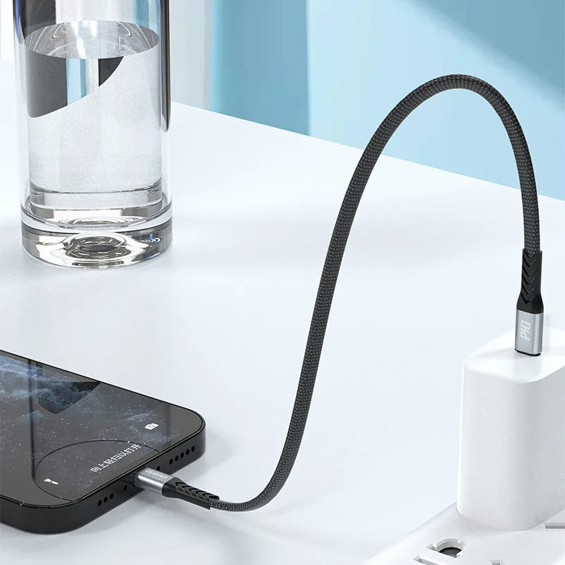 Kabel przewód płaski krótki do iPhone USB-C - Lightning L10P PD 20W 23cm czarny 6
