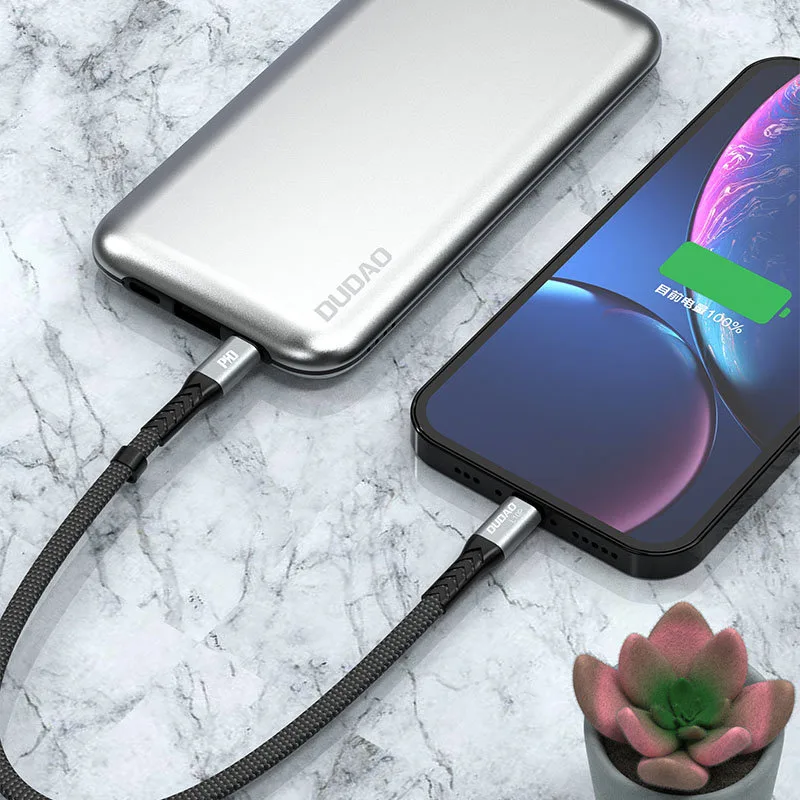 Kabel przewód płaski krótki do iPhone USB-C - Lightning L10P PD 20W 23cm czarny 8