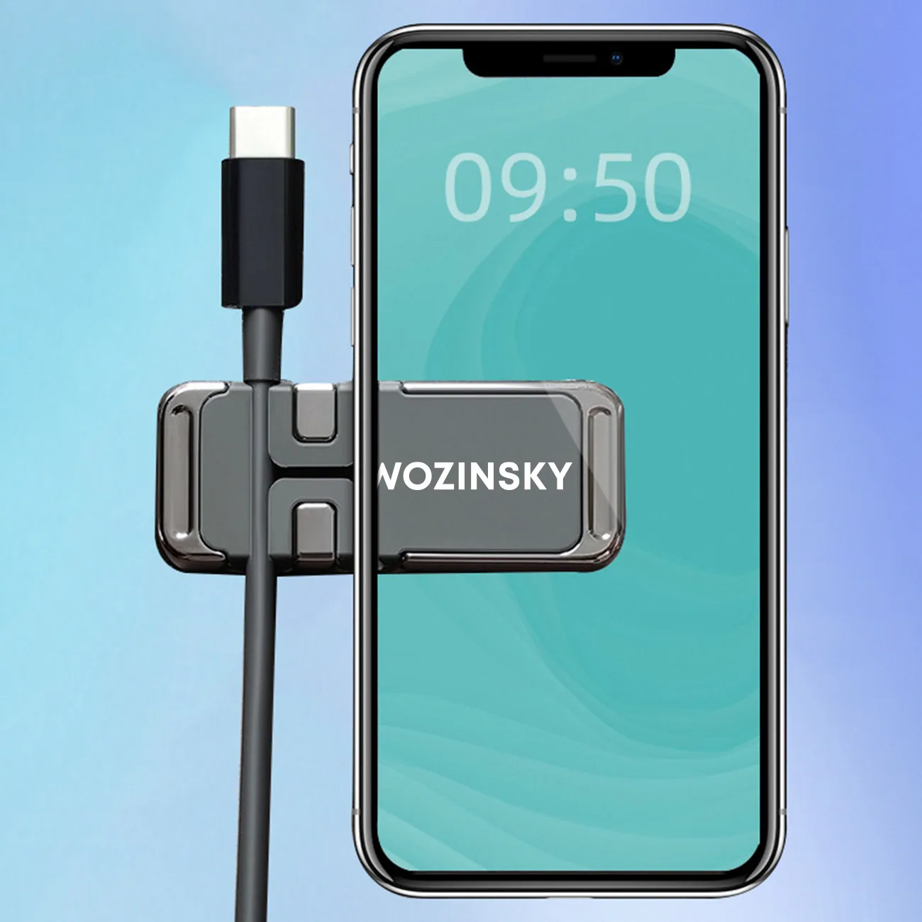 Öntapadó mágneses telefon tartó kábelrendezővel, fekete 5