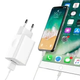 Prizemni punjač, adapter za napajanje za Quick Charge 3.0 USB kabel, bijeli