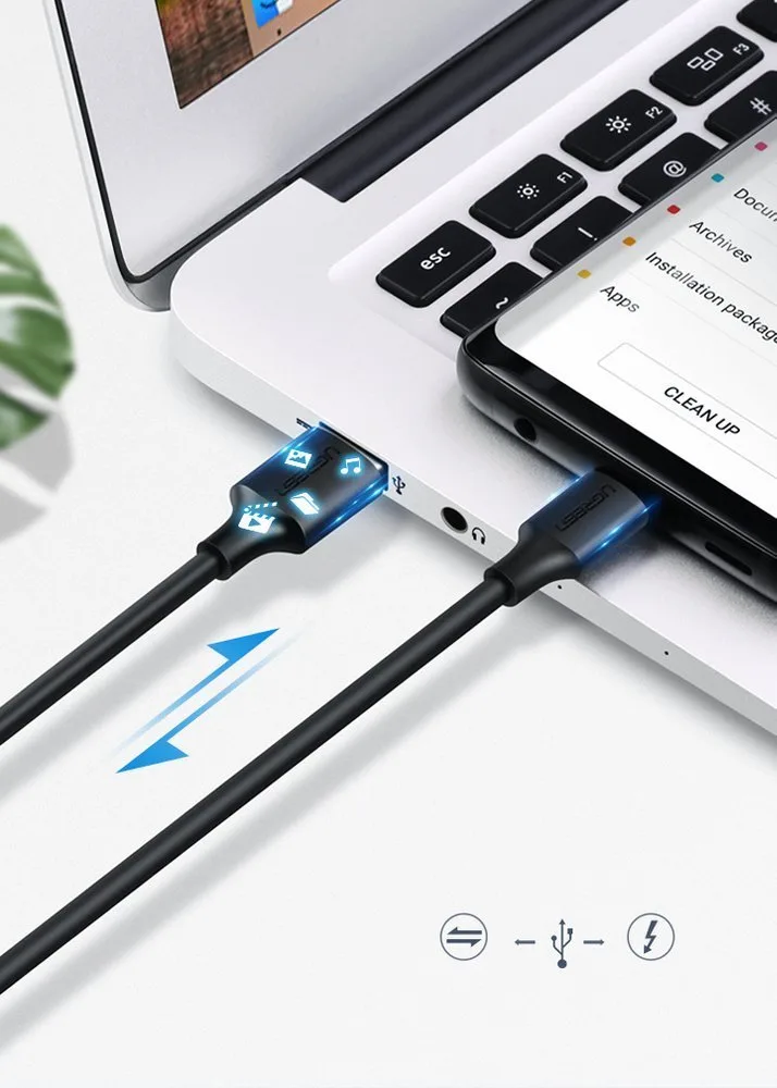 USB–USB-C kábel, 2 A, 0,5 m, fekete 5
