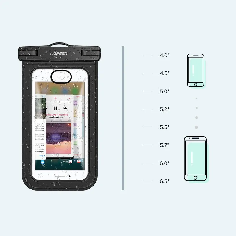 Waterproof phone case with lanyard, IPX8 rated up to 30m, black 9