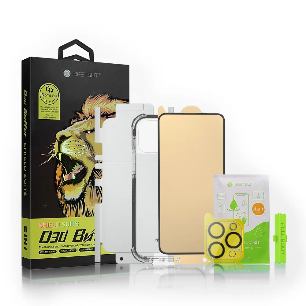 6 az 1-ben védőkészlet iPhone 11 PRO Max-hoz: tok, képernyő- és kameraüveg, D30 párna felhordó