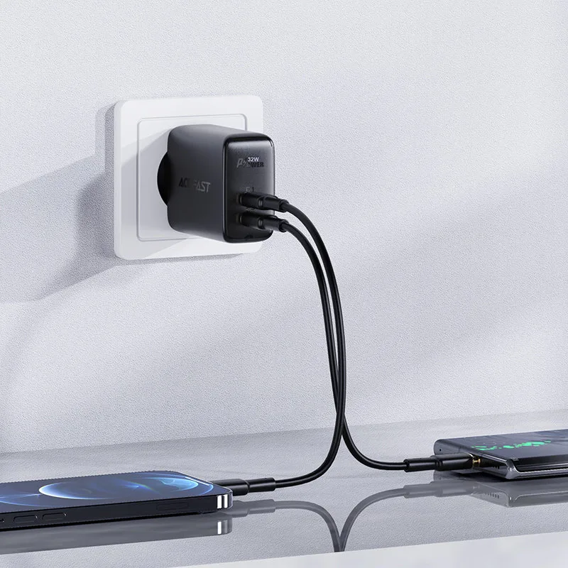 Ładowarka sieciowa USB-C USB 32W PPS PD QC 3.0 AFC FCP czarny 4