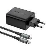 2w1 Ładowarka sieciowa z kablem USB-C + przejściówka adapter USB-C - HDMI 4K czarna 3