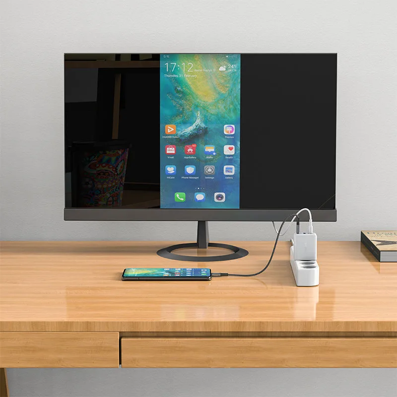 2-u-1 AC punjač s USB-C kabelom + USB-C na HDMI 4K adapter, bijeli 3