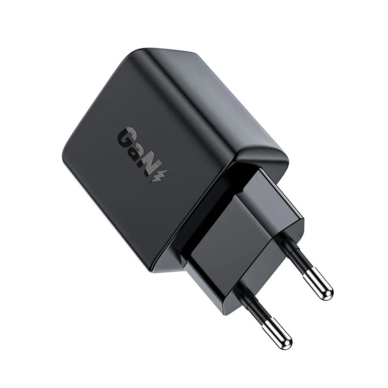 Ładowarka sieciowa GaN USB-C 30W PD QC 3.0 AFC FCP czarny 3