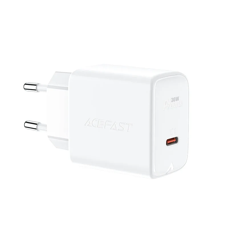 GaN USB-C 30W PD QC 3.0 AFC FCP Wall Charger, White 2