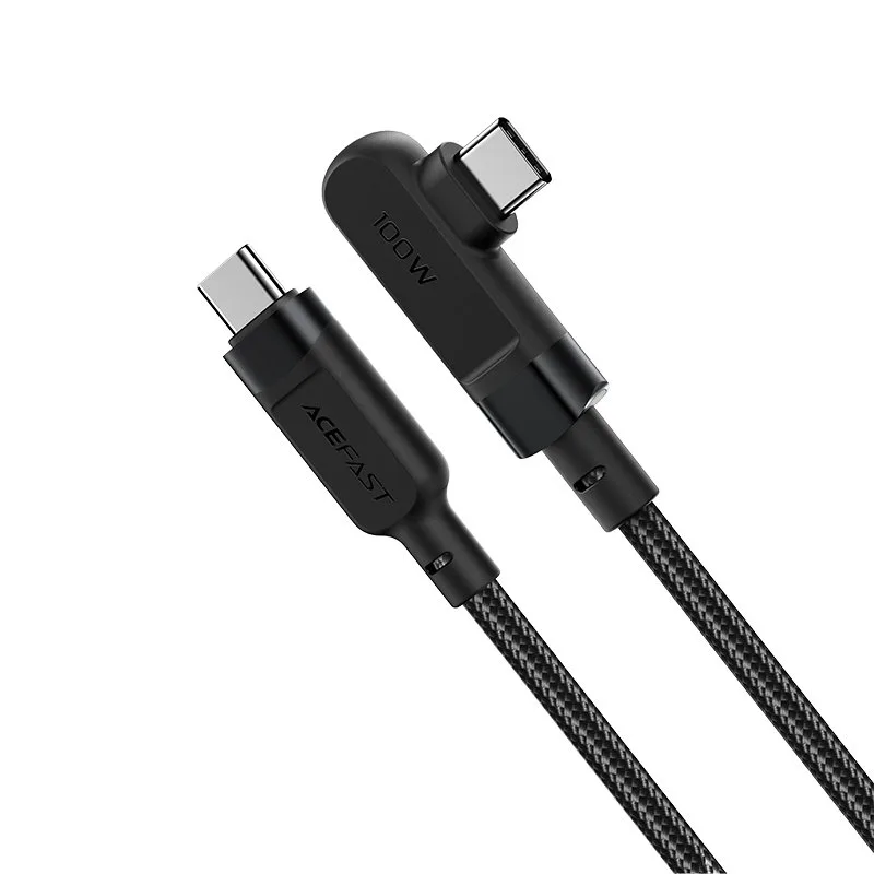 Kabel przewód kątowy w oplocie USB-C 100W 20V 5A 2m czarny 2