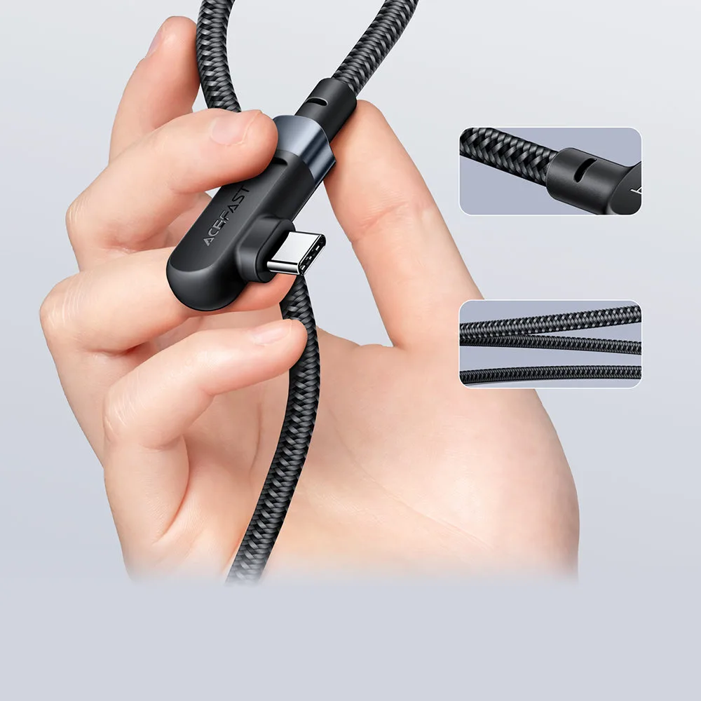Kabel przewód kątowy w oplocie USB-C 100W 20V 5A 2m czarny 7