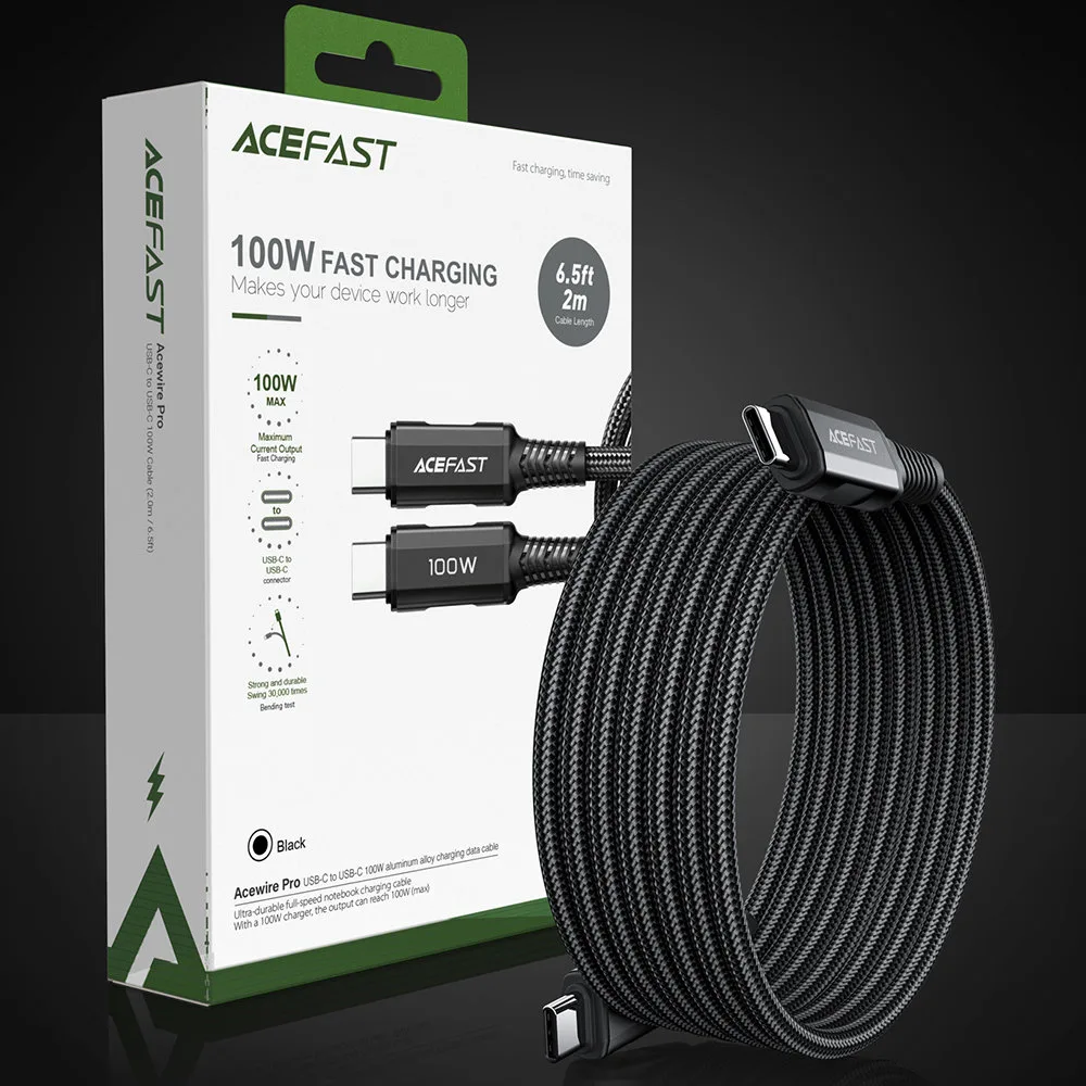 Pleteni USB-C kabel, 100W, 20V, 5A, 2m, crni 10