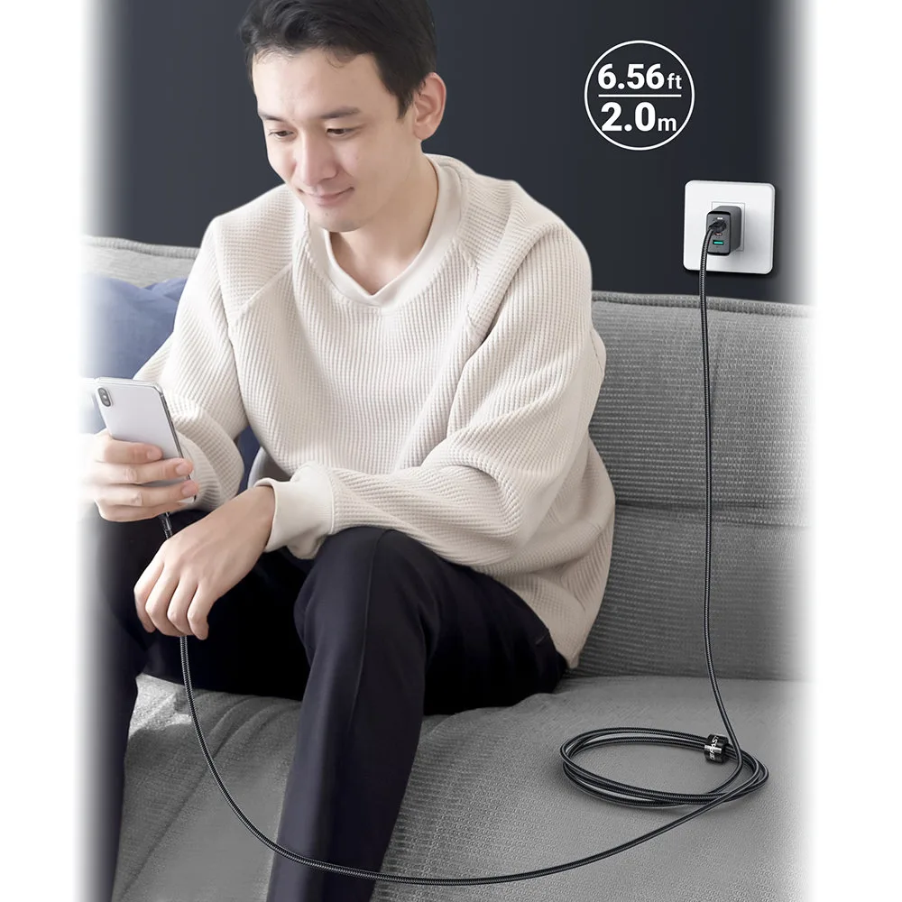 Pleteni USB-C kabel, 100W, 20V, 5A, 2m, crni 11