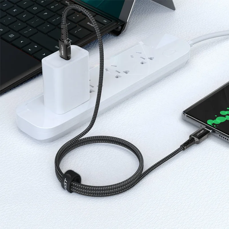 Kabel przewód w oplocie USB-C 60W 20V 3A 1.2m czarny 4